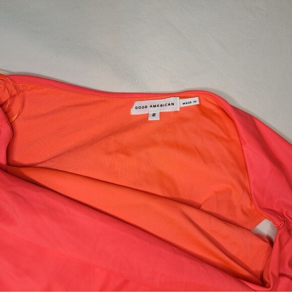 Good American One-Shoulder Ruched Mini Party Dress in Fiery Coral size Small NWT - Picture 7 of 7